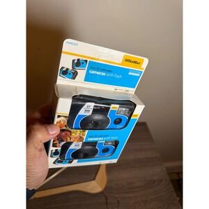 Y2K OfficeMax Disposable Camera 2 Pack 35mm Film 800 Speed Blue Vintage
